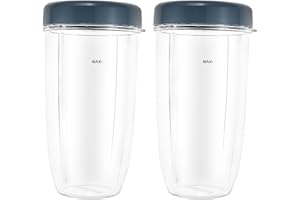 ‎DRELD DRELD 2-Pack Blender 32OZ Becher mit flachem Deckel, kompatibel mit Nutribullet 600W 900W Mixer Entsafter Zubehör