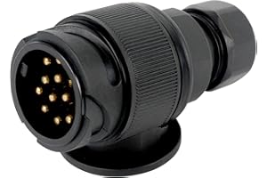 Qiping 13 Pin Trailer Plug Black Round 12V Universal Waterproof Connector for Truck RV Car Boat Caravan