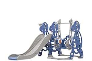 Froadp Zjeżdżalnia Wolnostojąca dla Dzieci Zjeżdżalnia dla Dzieci z Obręczą do Koszykówki i Huśtawką do Użytku Wewnątrz i na Zewnątrz Zjeżdżalnia dla Dzieci Maluchów dla 1-6 lat (175x40x105cm)