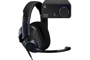 EPOS H6Pro Open Back + GSX 300 Audio Gaming Bundle for Windows and PC, lift-to-mute mic, Lightweight gaming headset with Audio DAC for improved sound, 7:1 surround, Bass Boost