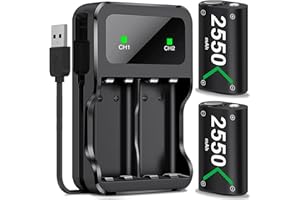 ALEEMTRY Batteria per Controller Xbox, Pacchetto Batterie con Grande Capacità da 2550mAh Ricaricabili per Una Durata di Gioco di 25 Ore, Batterie per Controller Xbox Series X/S/Xbox One/Xbox One S/X/Elite