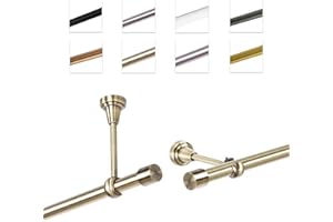 MDEKOR Tringle à rideaux 160 cm - Tringle à rideaux pour montage mural ou au plafond - En métal doré vieilli - Diamètre : 19 mm