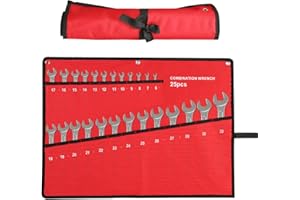 Tissting Schraubenschlüssel Rolltasche 6–25 Taschen Aufrollbare Werkzeugtasche Rot Leinwand Schraubenschlüssel Rollen Tasche für Heimwerker, Elektriker, Handwerker(25 Pockets)