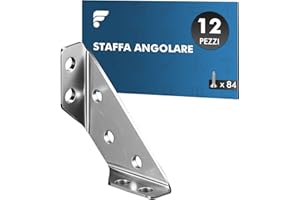 shinfly Squadrette Angolari, Staffe Angolari in Acciaio Inox, 12 pezzi, Angolo in Metallo con 84 viti, Staffe Angolari in Acciaio Inox, per Mobili, Sedie, Tavoli,Finestre, staffe angolari