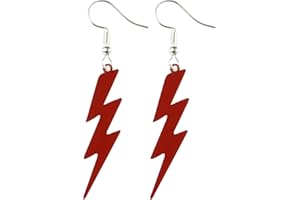 The Funky Barcode LIGHTENING BOLT RED DANGLE EARRINGS Gift Box Available