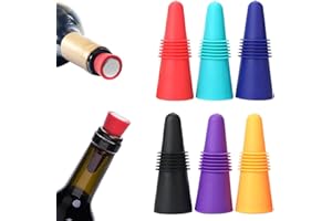 YZMMXZ Paquet De 6 Bouchons Bouteille Pour Vin et Champagne, Silicone, Six Couleurs - Pour Garder Le Vin Frais
