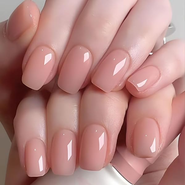FEMBW Aufklebernägel Kurz & Quadratisch – Natürliches Nude Design Mit Blumen Für Perfekte DIY-Maniküre