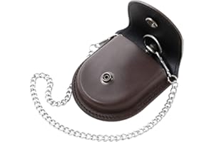 Tiong Pochette de montre de poche vintage en cuir synthétique noir/marron de 45 mm pour homme, 04 - Marron, Vintage