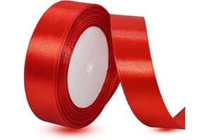 IMSOLDECOR Ruban Satin Rouge 20mm, 23 mètres Rubans de Tissu pour Emballage Des Cadeaux, Artisanat, Bouquets, Projets de Couture, Anniversaire et Mariage Gâteau Décoration
