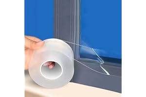wordmouk Nastro Sigillante per l'Isolamento di Porte e Finestre Striscia di Tenuta Autoadesiva 5cmx10m Impermeabile Trasparente Striscia di Guarnizione Nastro Paraspifferi Resistente alle Intemperie