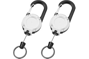 Vicloon Wytrzymały zwijany brelok, 2 szt., na identyfikator, z kołowrotkiem, wytrzymałe klipsy, biały