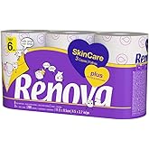 RENOVA Skin Care Plus Papel Higiénico Decorado Perfumado, 6 Unidades (Paquete de 1)