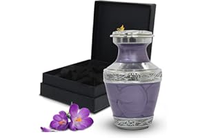 SOLACE FOREVER Lavender Keepsake Urn - Handcrafted Small Urns for Human Ashes - Memorial Urns for Ashes Adult Small with Black Box - Funeral Cremation Urn - Honour Your Loved One with Purple Urns for Ashes