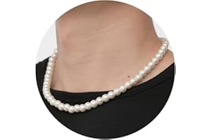 RWQIAN Collier Perles pour Homme et Femme 6mm/8mm Collier de Perles Blanches Chaîne de Perles Bijoux Faux Collier de Perles Artificielles 40-60cm