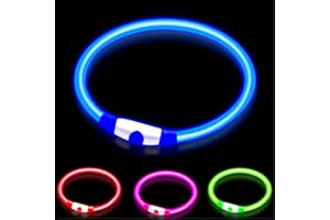 woeita LED Dog Collar,Glow Light Collar for Dogs,Ultra Bright USB Rechargeable Cut to Fit Any Size - Rechargeable Battery - Increased Visibility & Safety For Your Pets(Blue)