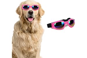 QKEPCY Occhiali per Cani da Sole Pieghevole Pet Dog Occhiali Protezione UV Impermeabili Antineve Antivento Antipolvere per Cani di Taglia Media o Grande