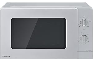 Panasonic NN-GM23QMEPG Four à Micro-Ondes Gril 20L avec Plateau en Verre et Grille Métallique, 800W, Grill 1000W, Décongélation, Réglage par Cadran, Quick 30, Minuterie, Argent