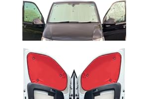 COVPROTEC Thermal Blinds Compatible With VW Transporter T4 (Years 1990-2003) (Full Set SWB With Tailgate) With Backing Colour in Red, Reversible