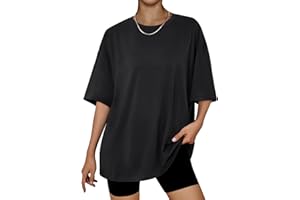 LILLUSORY Oversized T Shirts for Women UK Short Sleeve Tshirts Summer Fashion Tunic Basic Tops Gym Yoga Going Out Clothing