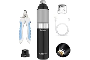 Casifor Cortauñas Perro Electrico, Lima de Uñas Gato del Clavo Recargable USB Silencioso con Luz LED, Control de Velocidad Infinito