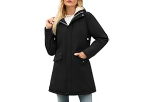 Yuson Girl Blouson Femme Hiver Polaire Doublé Veste à Capuche Mi-Longue Épaisse Thermique Manteau Classique Zippé Hooded Parka Imperméable Coupe Vent Outercoat avec Poches