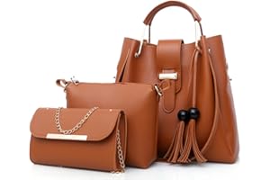 FiveloveTwo 3Pcs Bag Set PU cuir Sac portés main + Fourre-Tout + Sac à Bandoulière,Femmes Mode Handbag Set Pochettes Clutches Sacs portés épaule ensemble de sac
