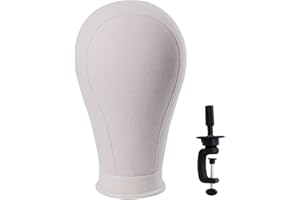 HERKEYMIDY 21-58,4 cm en liège sur toile Bloc Tête Manequin Tête Perruque tête à coiffer d'affichage avec du trou de fixation 53,3 cm (Table Clamp support inclus)