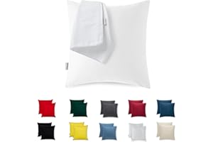 FLOWEN Housse Coussin 45x45 Coton Satin Premium Lot de 2 Taie d'oreiller pour Coussins Canapé/Lit Tissu Super Doux Resistant et Lavable Hypoallergénique Anti-Acariens avec Fermeture éclair Invisible