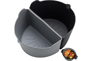 Darbermu Slow Cooker Liner, 2pcs Silicone Slow Cooker Divider Liners for Crockpot 6-7QT, Reusable Cookers Accessories for Home Kitchen (Black+Grey)