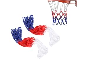 LYEAA Heavy Duty Basketball Net - Pack of 2 Standard Size 12 Loops Waterproof All-Weather Hoop Goal Rim Mesh Replacement Tri-Color Outdoor Sports Accessories