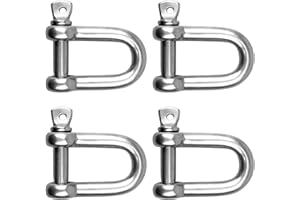 SILULCM 4PCS D Shackle, Heavy-Duty 304 Stainless Steel D Ring, Durable M8 D-Type Load-Bearing Hook Ring, Used for Towing/Installation/Camping/Climbing/Outdoor Sports/Hiking/Travel