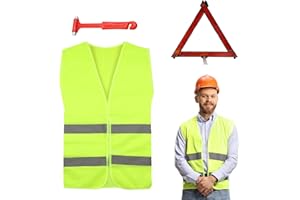 Scettar Triangolo Auto Omologato,Triangoli di Segnalazione per Auto,Giubbotto Catarifrangente,Kit di Emergenza Auto,Triangoli di Segnalazione Pieghevoli E Salvaspazio