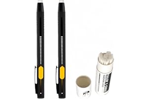 REINREUDE 2PCS Heat Erasable Fabric Markers Pen with 20 Replacement Refills,Chalk Pen Fabric Markers,Tailors Chalk Pencil,DIY Fa/bric Pens Sewing,Replaceable Refill Fa/bric Cha/lk,Washable Sewing Marking Pe/n
