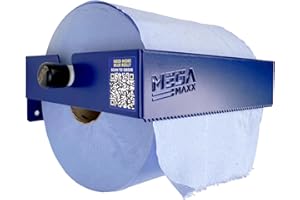MEGA MAXX UK MegaMaxx Tear Away Blue Roll and Paper Towel Holder - Industrial Tissue Paper Towel Holder Wall-Mountable Dispenser for Office, Home, Warheouse, Workshop, Shed, Garage, Bathroom