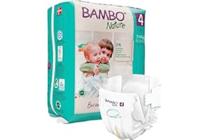 Bambo Nature Premium Eco Nappies, Eco-Friendly Sustainable Nappies, Enhanced Leakage Protection, Secure & Comfortable Baby Nappies, Secure & Comfortable - Size 4 Nappies (15-31lb/7-14 kg), Maxi, 24PK