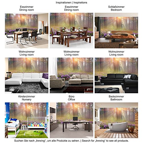Fototapete Wald – ALLE WALDMOTIVE auf einen Blick ! Vlies PREMIUM PLUS – 200×140 cm – PURPLE FOREST FLOWERS – Wald Bäume Natur – no. 239 - 5