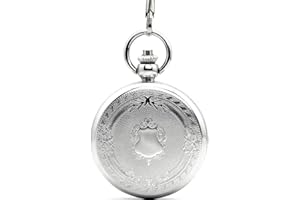 Infinite U Bouclier Chiffres Romains Squelette Creux Acier Main-Vent Montre de Poche Mécanique Argent