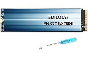 Ediloca EN870 SSD 1 to PCIe Gen4, NVMe M.2 2280, jusqu'à 7000 Mo/s, Cache SLC Dynamique, Disque SSD Interne, Compatible avec PS5 et PC