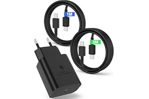 QZVOO 45W Cargador Carga Rapida 2M+1M, Cargador USB C con Cable Tipo C,Enchufe Tipo C para Samsung Galaxy S24/S25/S23/S22/S21 Ultra/S20/S20+/Note 20/10/A73/A53/A52/s10/s9