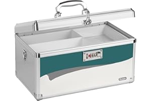 GLOSEN Boîte à Pharmacie avec code, Boîte de Rangement Médicale, Boite Medicaments à serrure à combinaison, Coffre de Rangement Medicament à serrure combinée (14*8,46*7,48 Pouces) [Version actualisée]