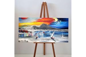 I Colori del Caribe Quadri Moderni Dipinti A Mano Quadro Moderno Acrilico su Tela Alta QUALITA' Made in Italy per Salone Cucina Ufficio Divano Soggiorno - GOLFO di Napoli