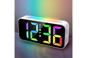 Netzu Wecker Digital, Kinder Wecker mit Licht, Digitaler Wecker mit Großes LED-Display, Schlummerfunktion, 12/24 Stunden, Helligkeitseinstellung, USB-Ladeanschluss, Lichtwecker für Schlafzimmer Deko