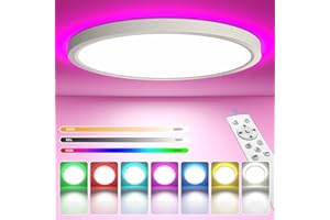 YiLaie Plafoniera LED Soffitto 24W 2700LM,Dimmerabile 3000K-6500K Lampada LED Soffitto RGB Con Telecomando,IP44 Impermeabile Plafoniera Bagno per camere da letto, soggiorni, bagni e camerette, Ø30CM