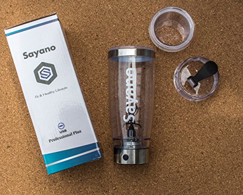 Sayano Professional Plus – Elektrischer Eiweißshaker / Proteinshaker (USB) mit Behälter – Silber (600ml) - 4