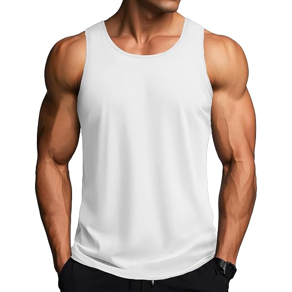 Débardeur Homme Col Rond - Coton Léger, Séchage Rapide, Pour Sport, Fitness, Été
