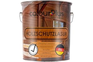 ColourPlus Holzschutzlasur außen 5 Liter - Nussbaum - wetterfeste Holzschutzfarbe mit UV-Schutz für Gartenmöbel, Zäune und Carports - Holzlasur und Holzschutz Öl-Lasur für außen