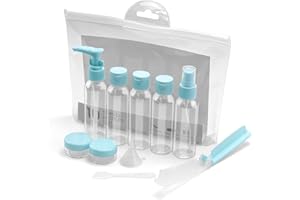 Aischens 10 Stück Reiseflaschen Set,Reiseflaschen Zum BefüLlen Toilettenartikel 60ml Kosmetikflaschen,Auslaufsicher Reisegröße Behälter mit Tasche,Portable Reise Container für Shampoo Lotion(Blau)