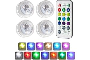 Tomedeks Waterproof Underwater Light,4 Pack Submersible LED Lights with Remote Control,Pond Lights Underwater with 16 Colors for Aquarium, Bath, Hot Tub, Swimming Pool and Party Decoration