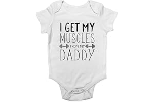 SHOPAGIFT I Get My Muscles from My Daddy Weight Lifting Cute Boys and Girls Baby Vest Bodysuit