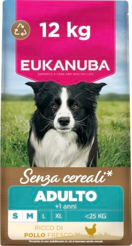 EUKANUBA Cibo secco per Cani senza cereali con pollo fresco per razze di taglia piccola e media - Alimento secco premium privo di cereali per Cani adulti, 12 kg